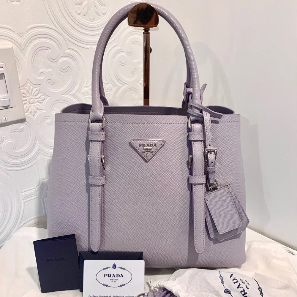 BRAND NEW Prada Saffiano Cuir Lavender Glicine Bag Purse - Picture 1 of 11